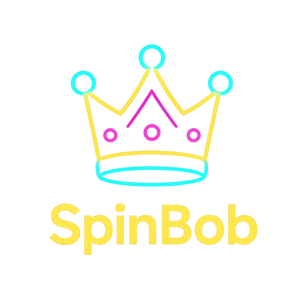 SpinBob Casino logo, a royal crown with neon outline